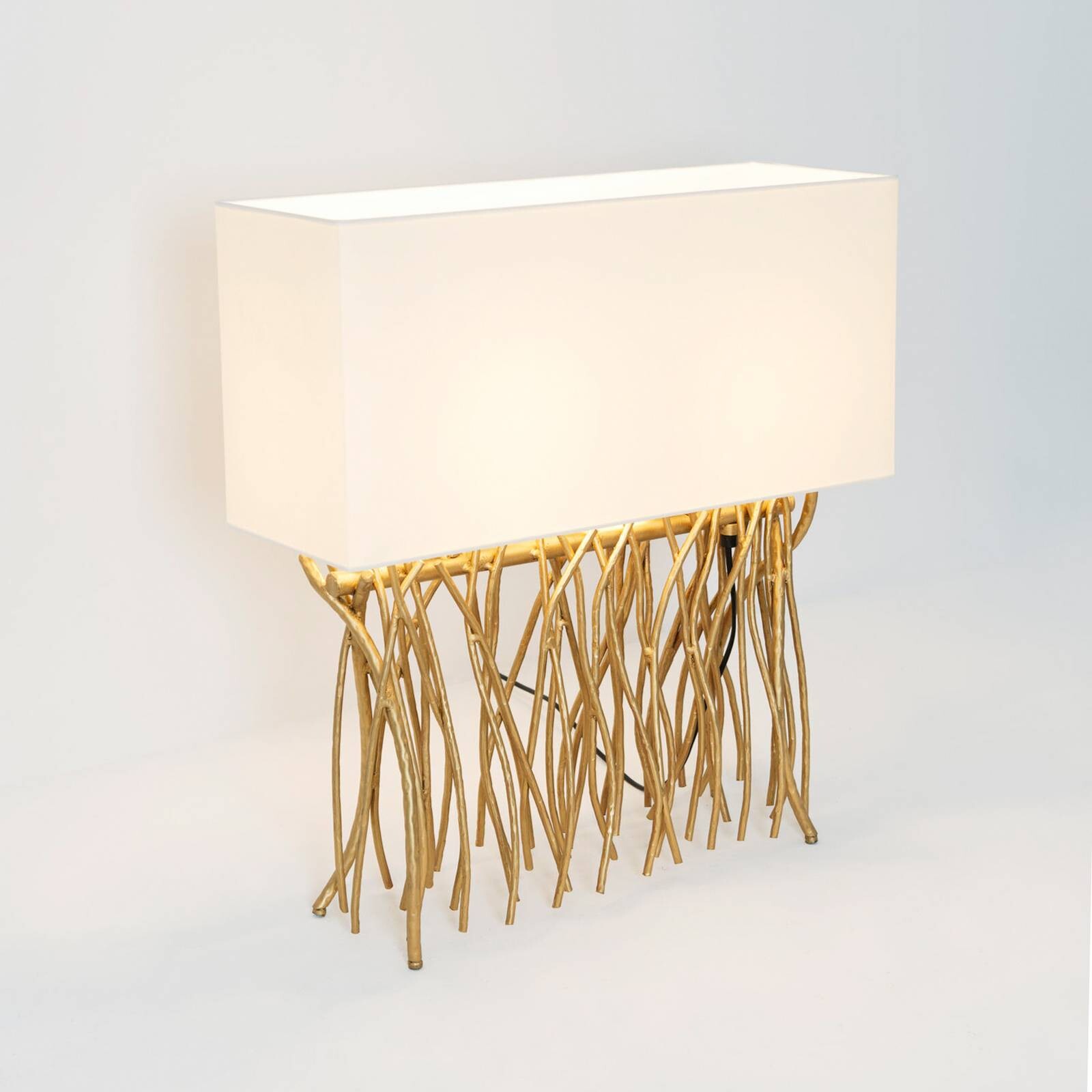 Stolová lampa CAPRI, zlatá/ecru, výška 51 cm, kov, 2 x E14