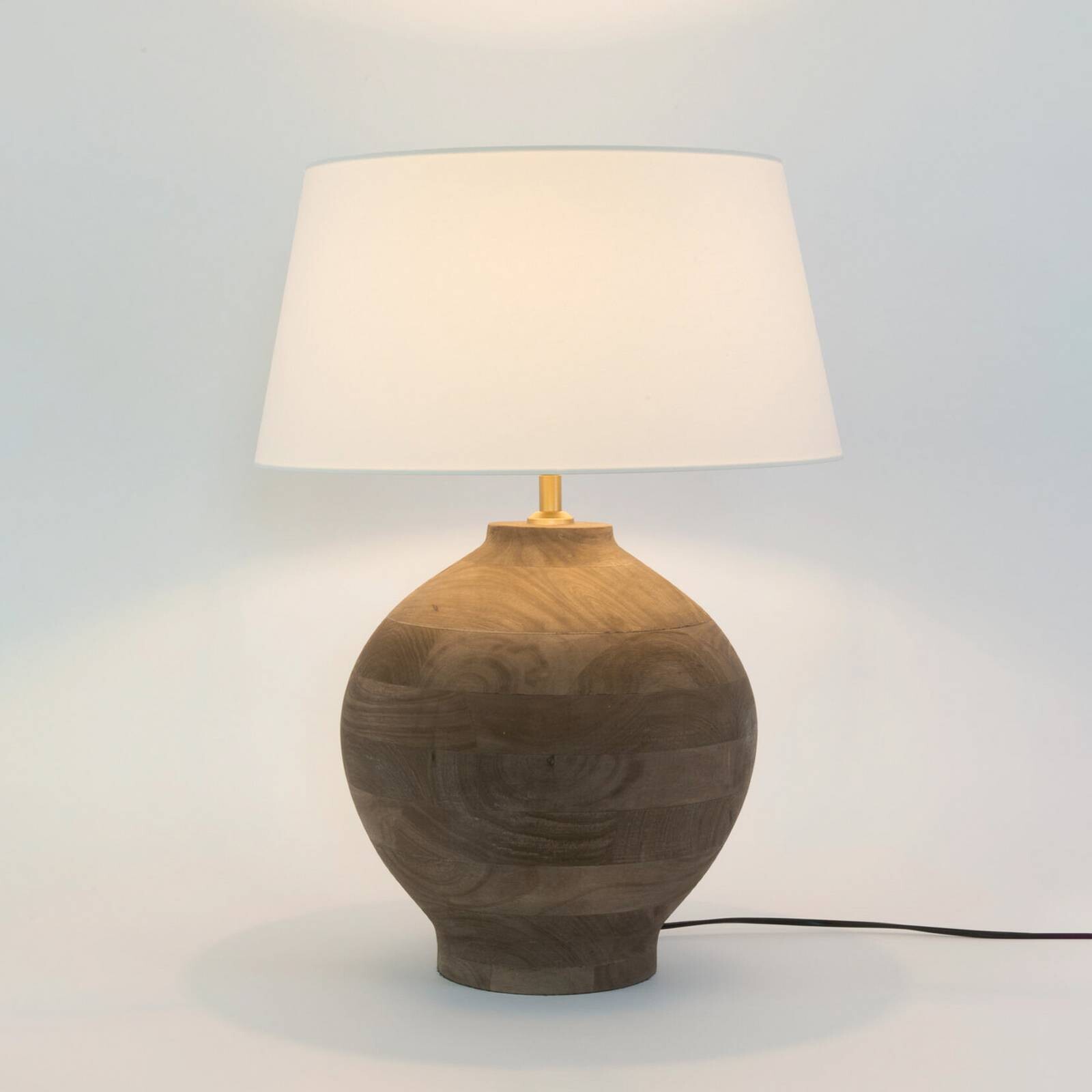 Stolová lampa SORATTE, prírodná/écru, výška 48 cm, mangové drevo, E27