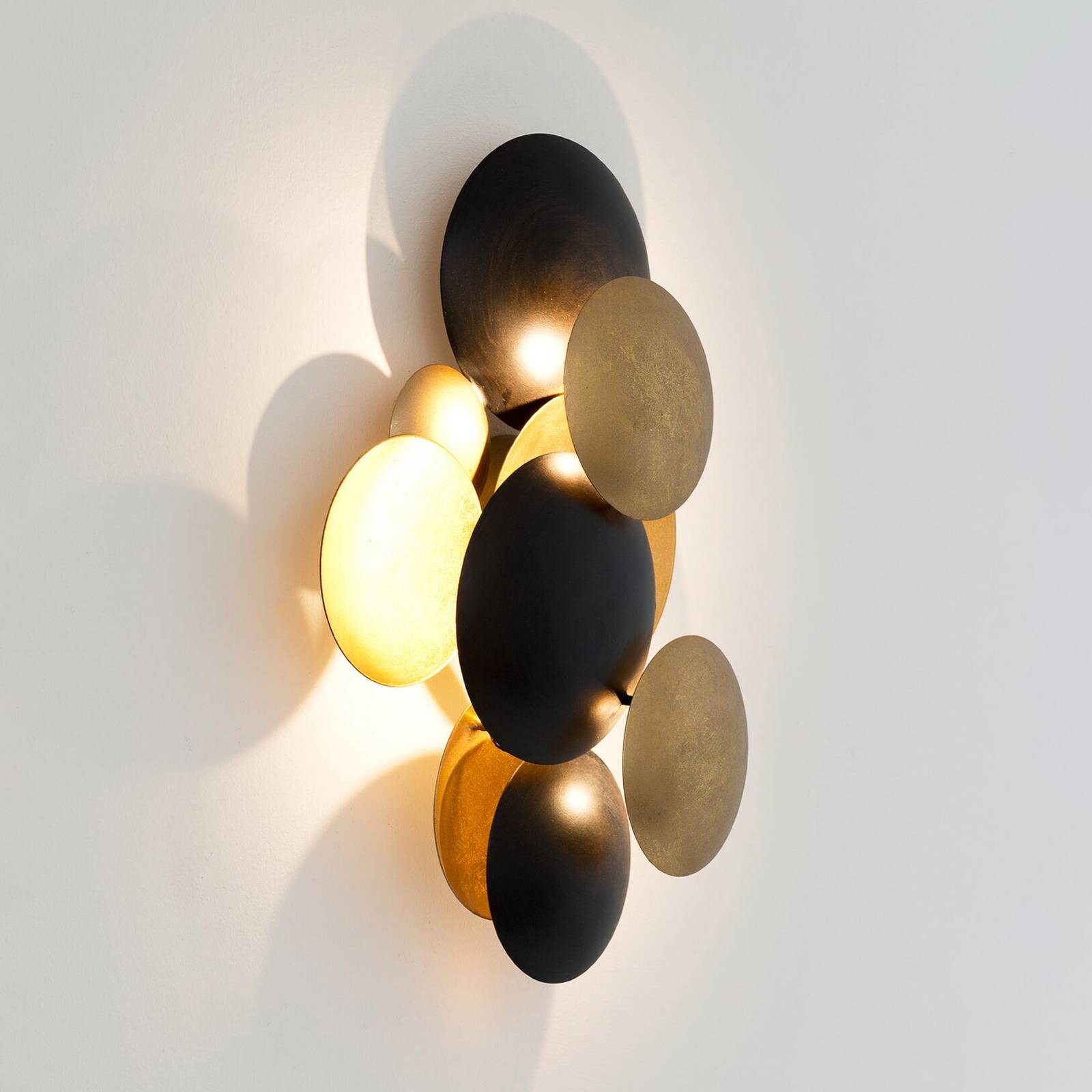 LED nástenné svetlo BOLLADARIA, čierna/zlatá, 42 x 27 cm, kovová, stmievateľná