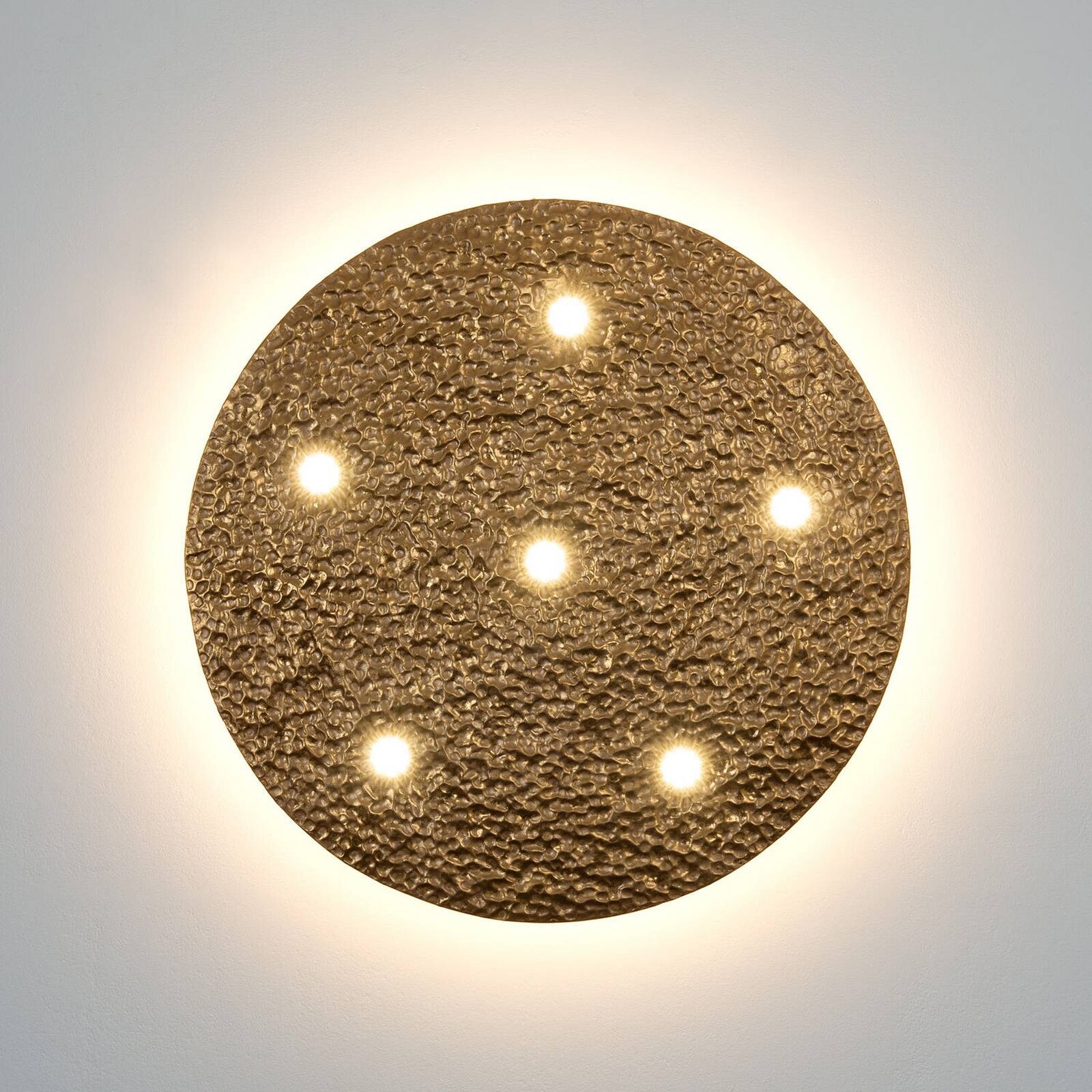 Stropné LED svetlo LUNADORIA, zlatá farba, Ø 60 cm, kovové, stmievateľné