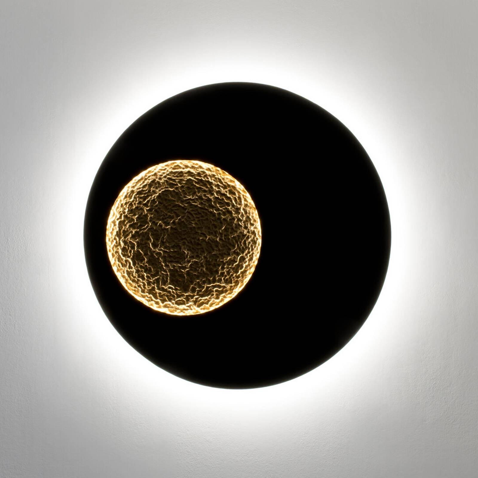 LED nástenné svetlo LUNA GIGANTE XL, čierna/zlatá, Ø 100 cm, stmievateľné