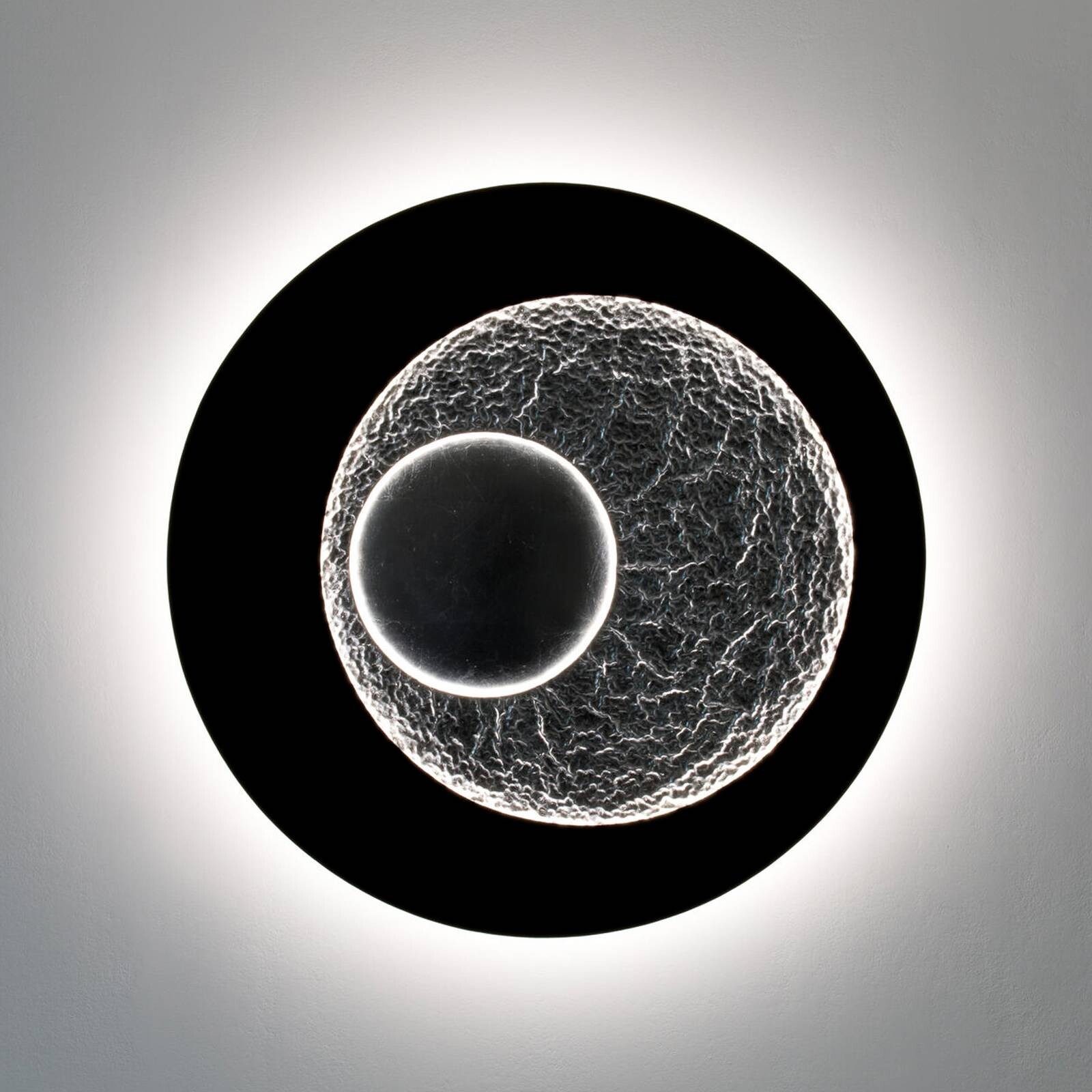 LED nástenné svetlo URANO GIGANTE XL, čierna/strieborná, Ø 100 cm, stmievateľné