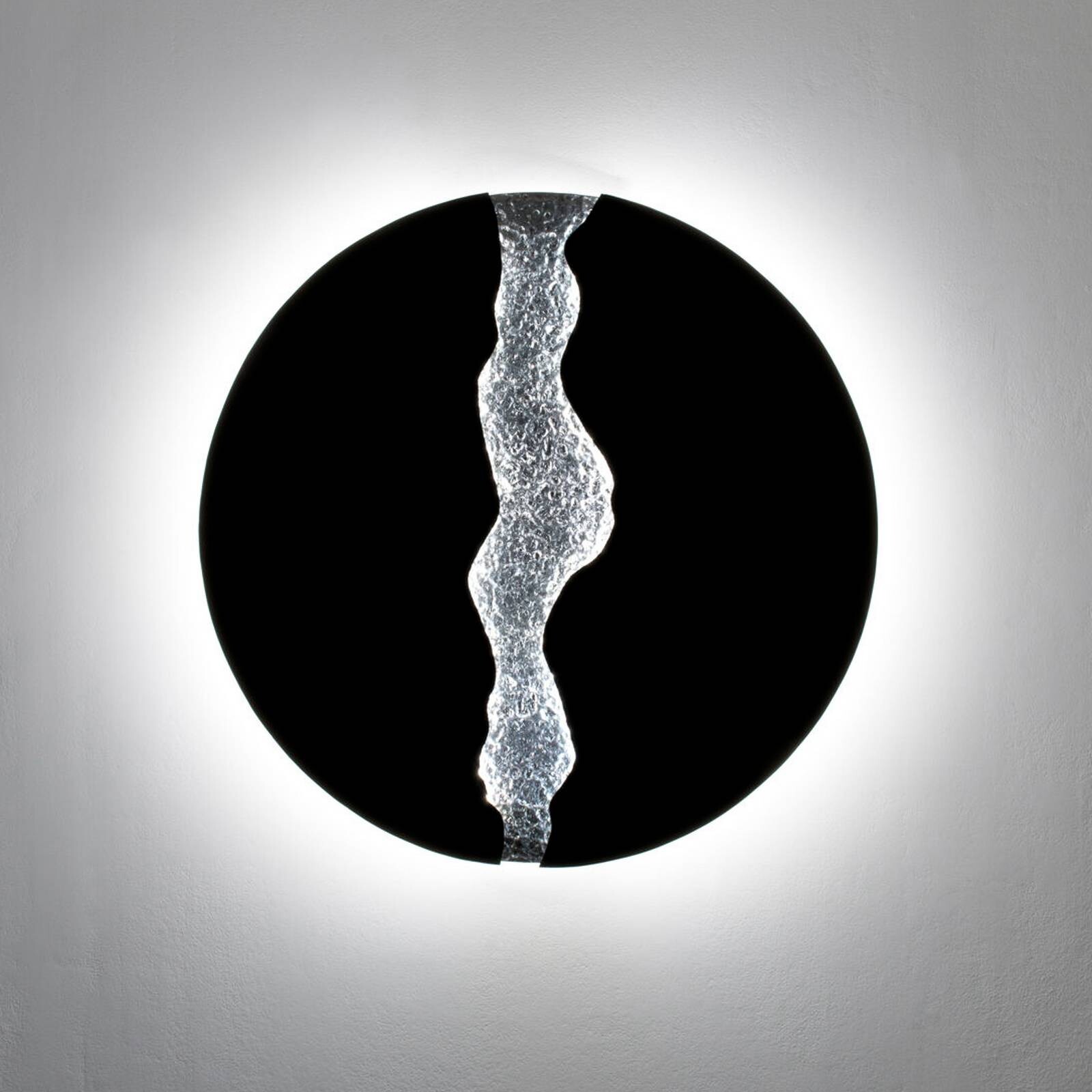 LED nástenné svetlo LAVA, čierna/strieborná, Ø 80 cm, kovová, stmievateľné