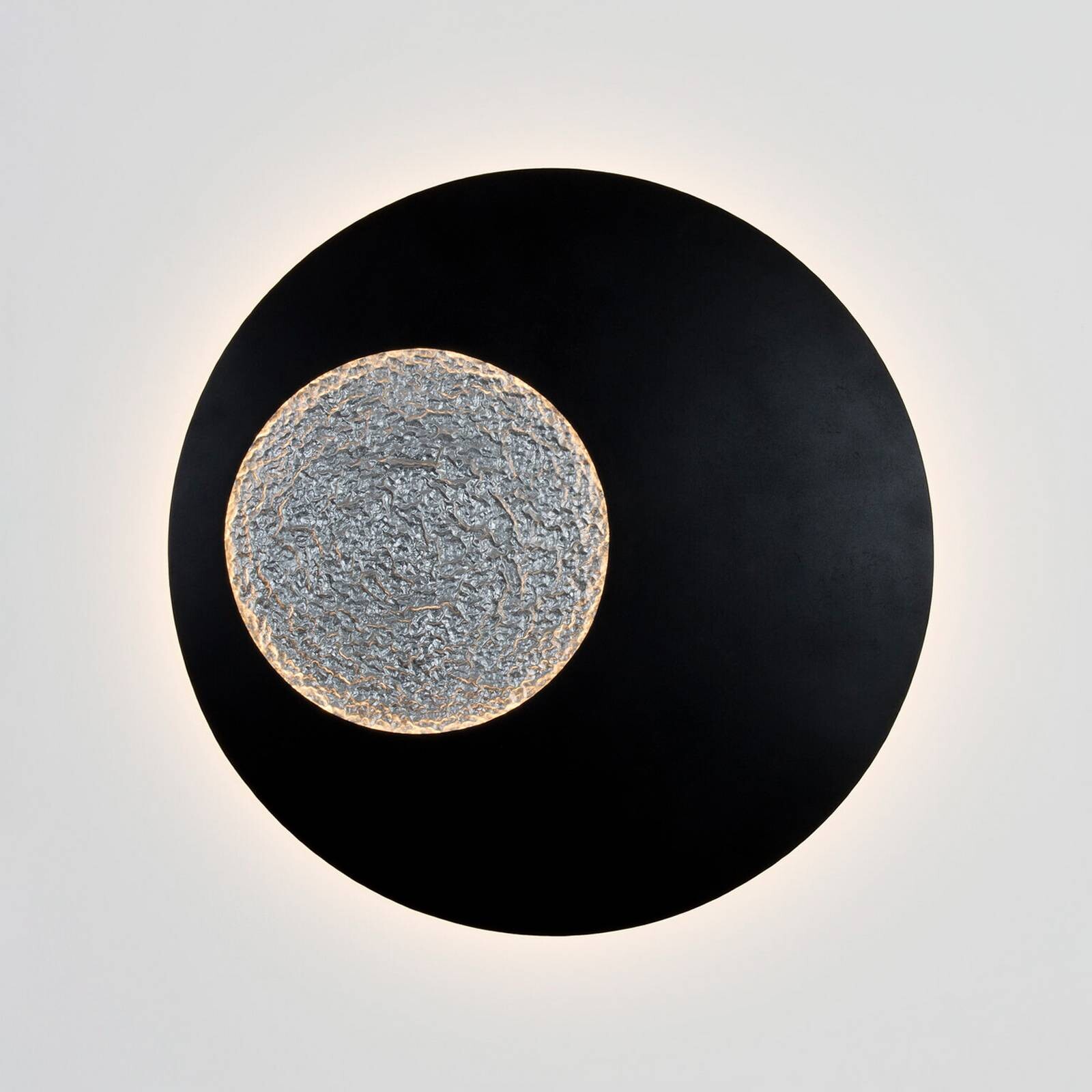 LED nástenné svetlo LUNA GIGANTE XL, čierna/strieborná, Ø 100 cm, stmievateľné