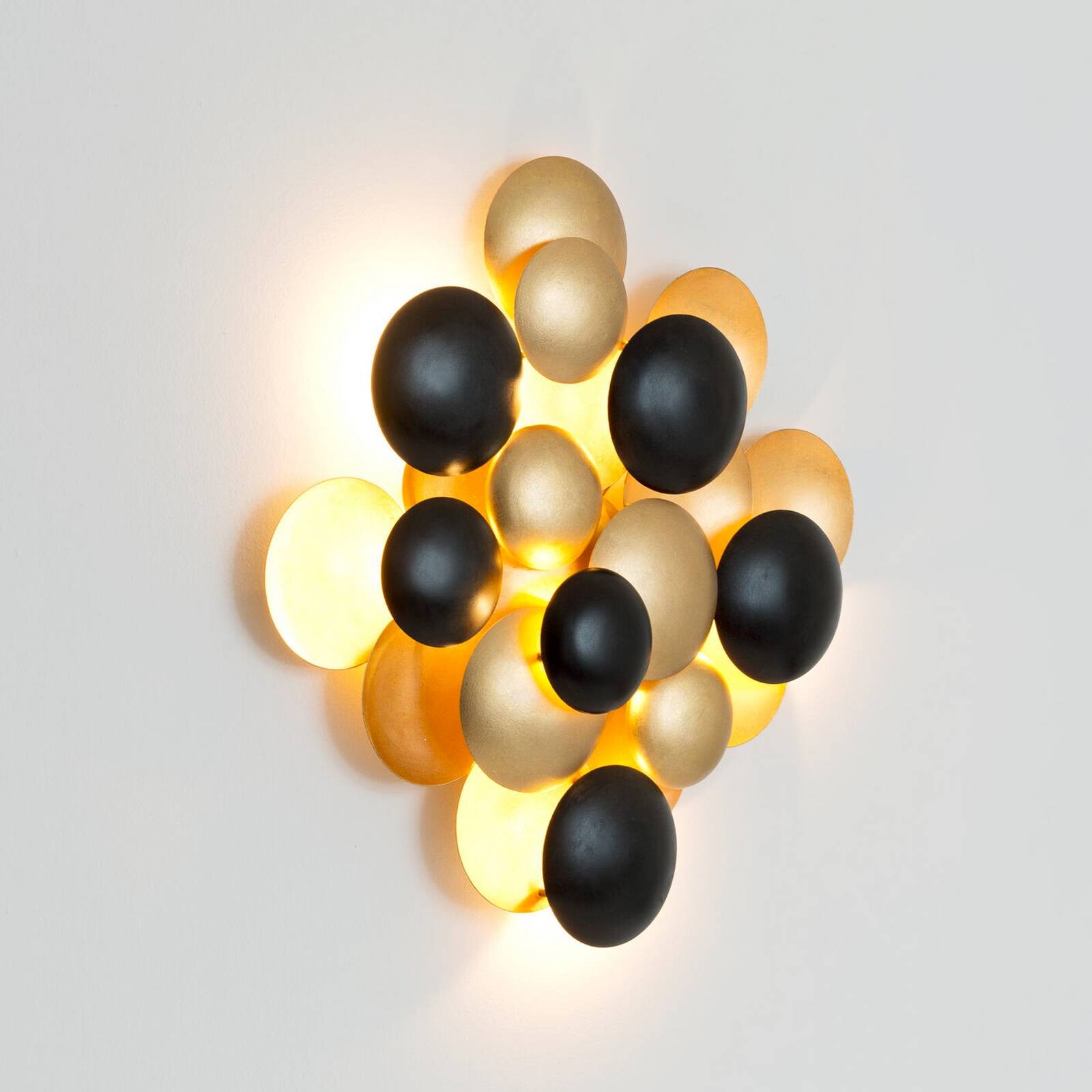 LED nástenné svetlo BOLLADARIA, čierna/zlatá, 56 x 55 cm, kovová, stmievateľné