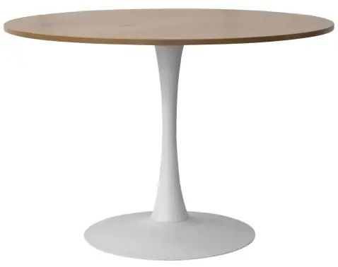 Okrúhly jedálenský stôl Ronduel, 110 cm, biely/dub%
