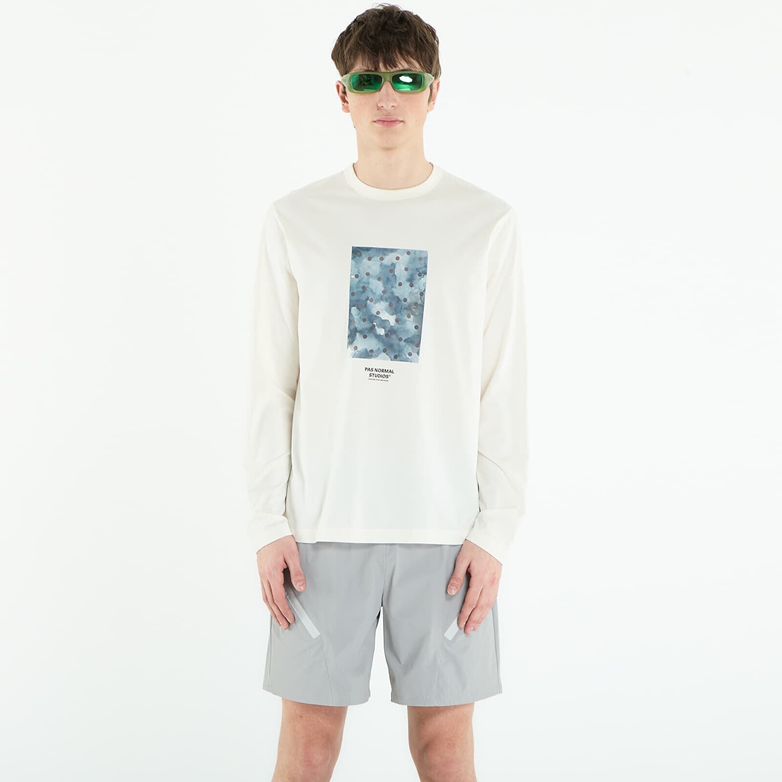 Tričko Pas Normal Studios Off-Race Cotton Tech Graphic Long Sleeve T-Shirt Off White M