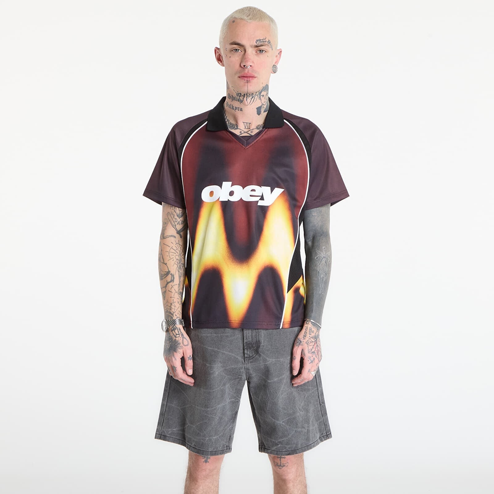 Dres OBEY Blurred Soccer Jersey Burnt Red XL