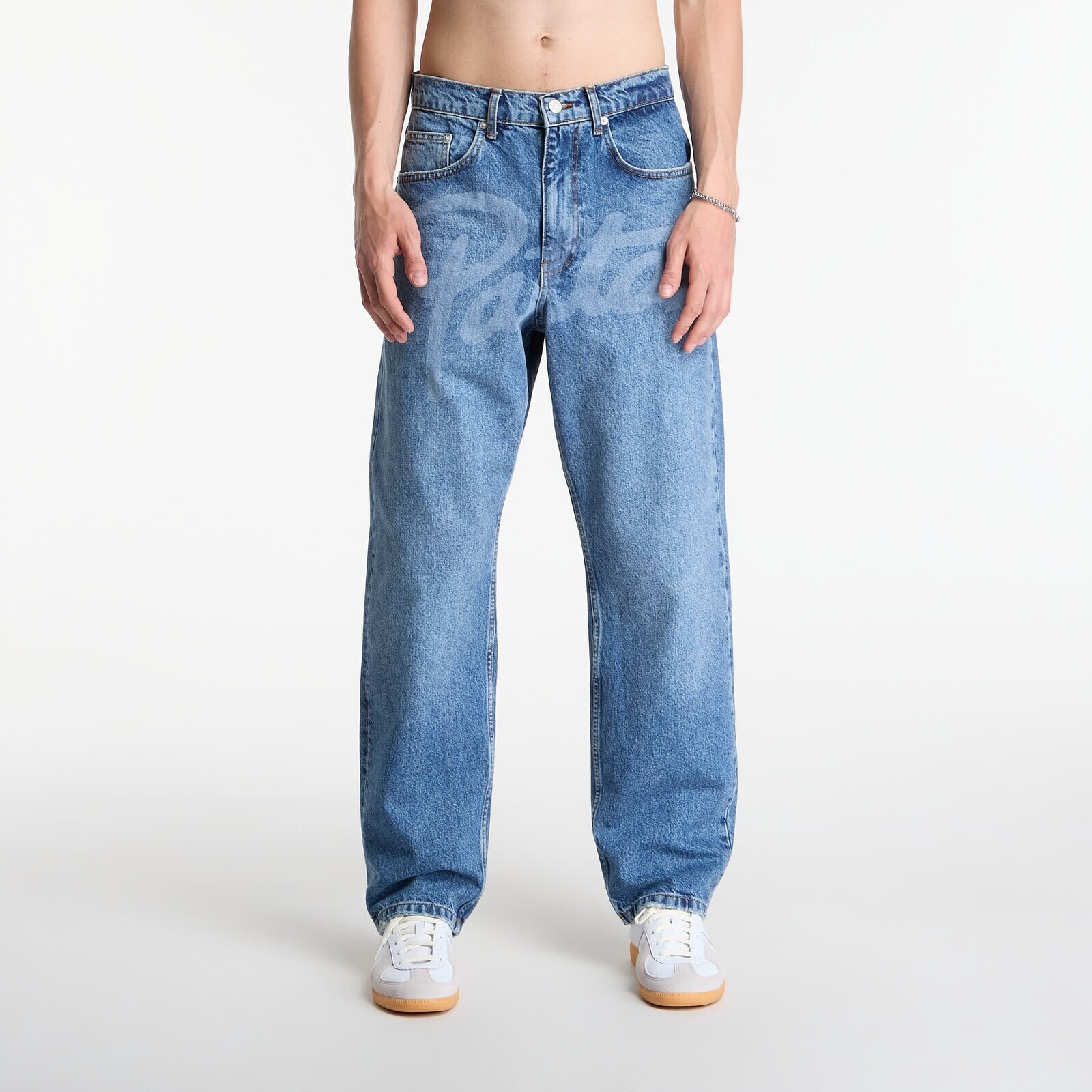 Džínsy Patta Laserprint Whiskers Denim Pants Light Blue Denim 34