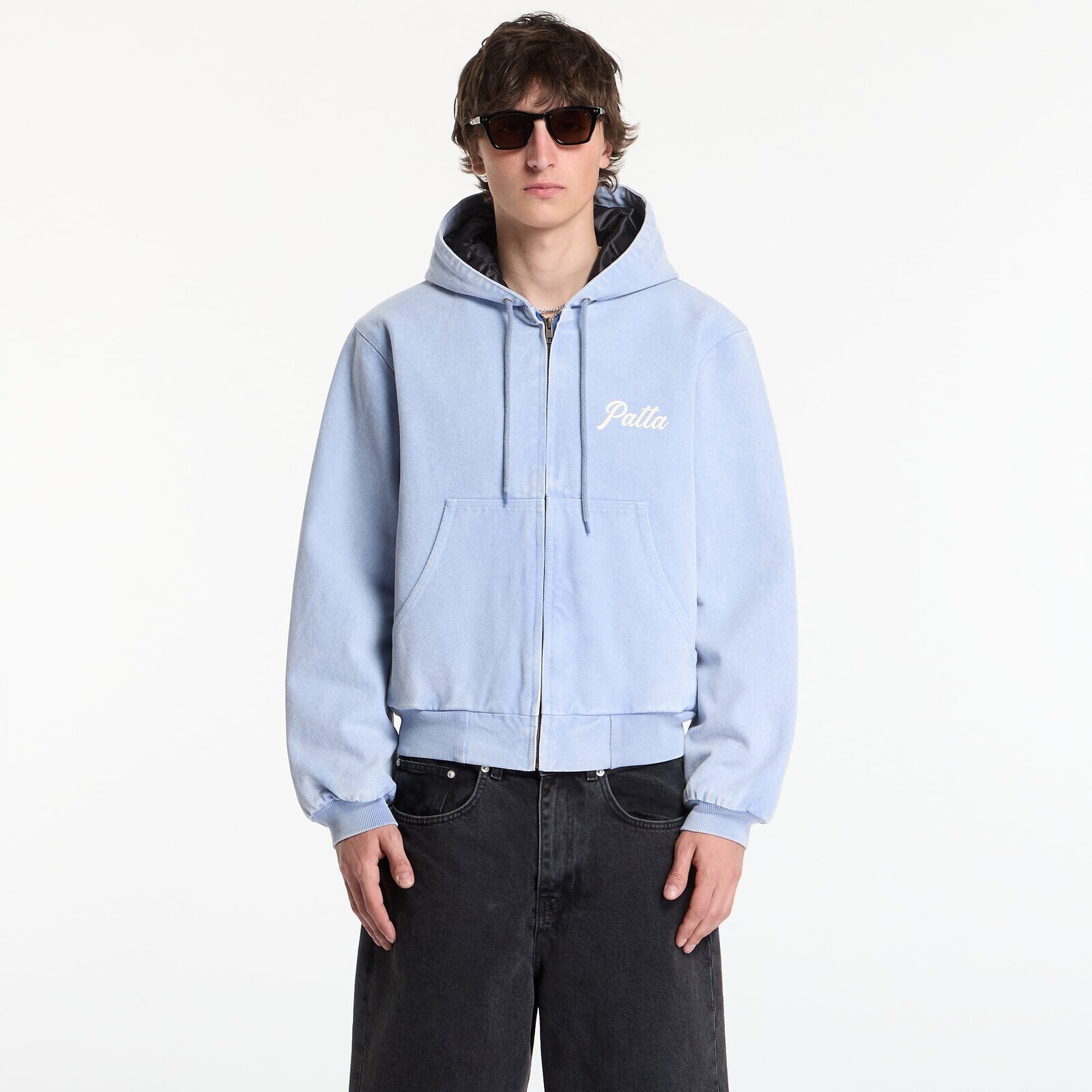 Bunda Patta Peace Canvas Hooded Jacket UNISEX Light Blue Denim L