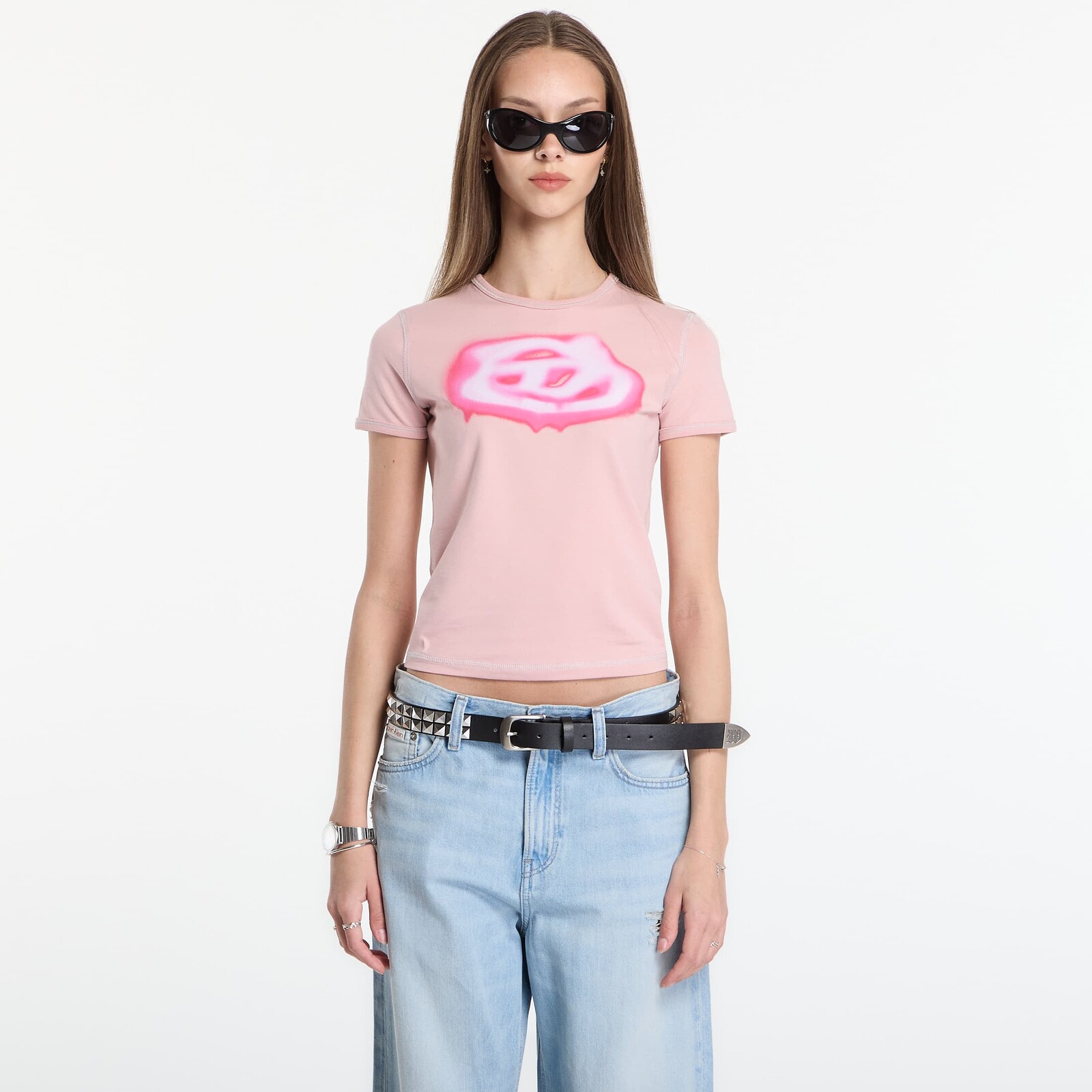 Tričko Diesel T-Uncuties-Long-S3 T-Shirt Pale Mauve M