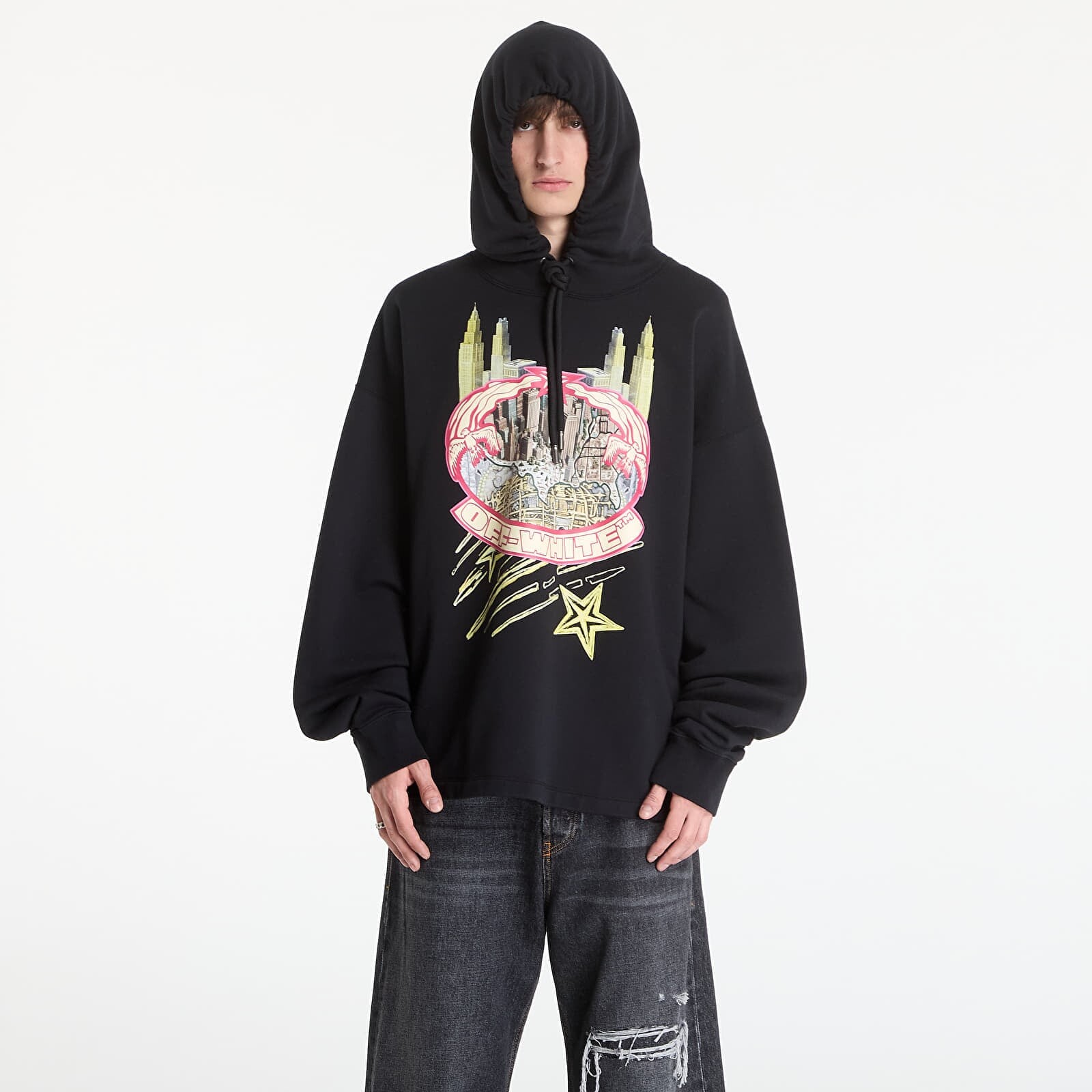 Mikina Off-White Big Frame Wrld Loose Hoodie Black XXL