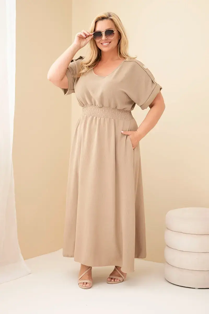 Dámske Plus Size šaty Kesi s riaseným pásom