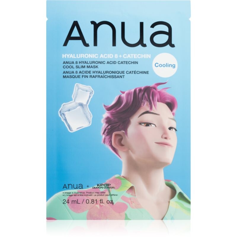 Anua K-Pop Demon Hunters Hyaluronic Acid 8 + Catechin hydratačná plátienková maska s chladivým účinkom 23 ml