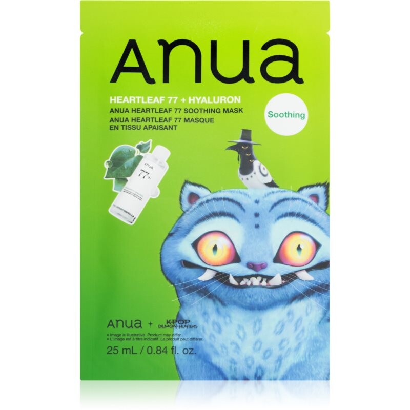 Anua K-Pop Demon Hunters Heartleaf 77% Soothing Mask hydratačná plátienková maska s upokojujúcim účinkom 25 ml