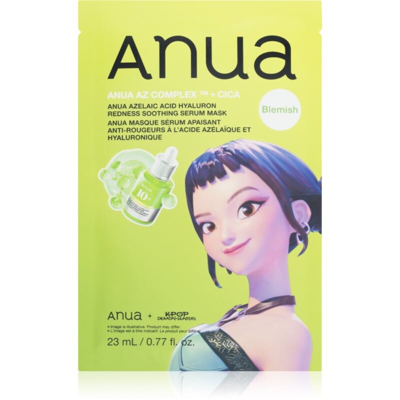 Anua K-Pop Demon Hunters Azelaic Acid Hyaluron Redness Soothing Serum Mask upokojujúca plátienková maska s hydratačným účinkom 23 ml