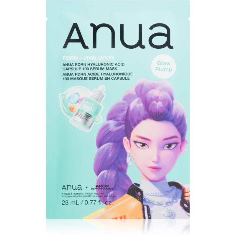 Anua K-Pop Demon Hunters PDRN + Hyaluronic Acid Capsule 100 Serum Mask hydratačná plátienková maska pre rozjasnenie a vyhladenie pleti 23 ml