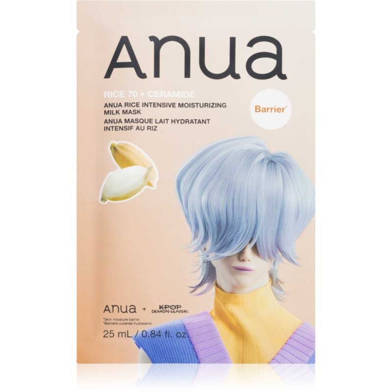 Anua K-Pop Demon Hunters Rice 70 + Ceramide ošetrujúca plátenná maska na posilnenie kožnej bariéry 25 ml