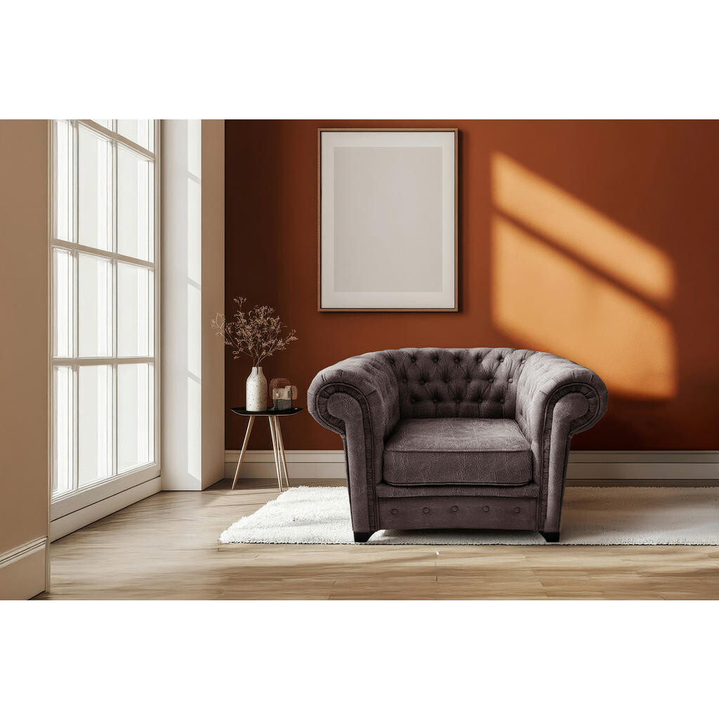 Livetastic KRESLO CHESTERFIELD, textil, kompozitné drevo, hnedá