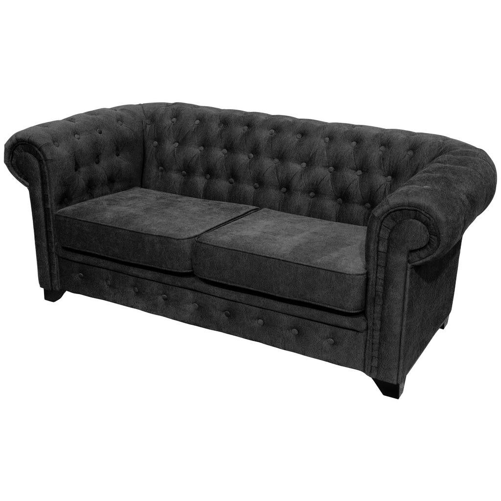 Livetastic SEDAČKA CHESTERFIELD, drevo, textil, kompozitné drevo, antracitová