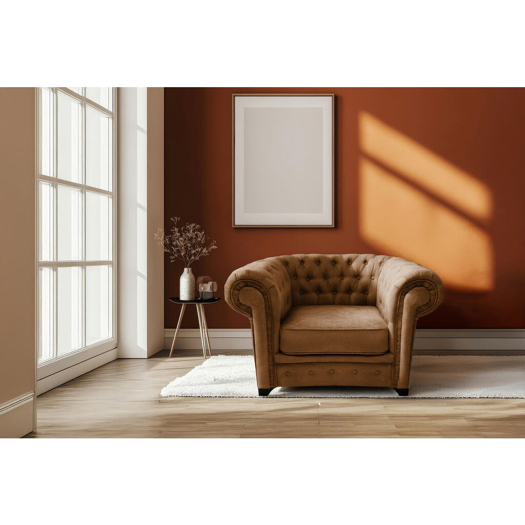 Livetastic KRESLO CHESTERFIELD, textil, kompozitné drevo, koňaková