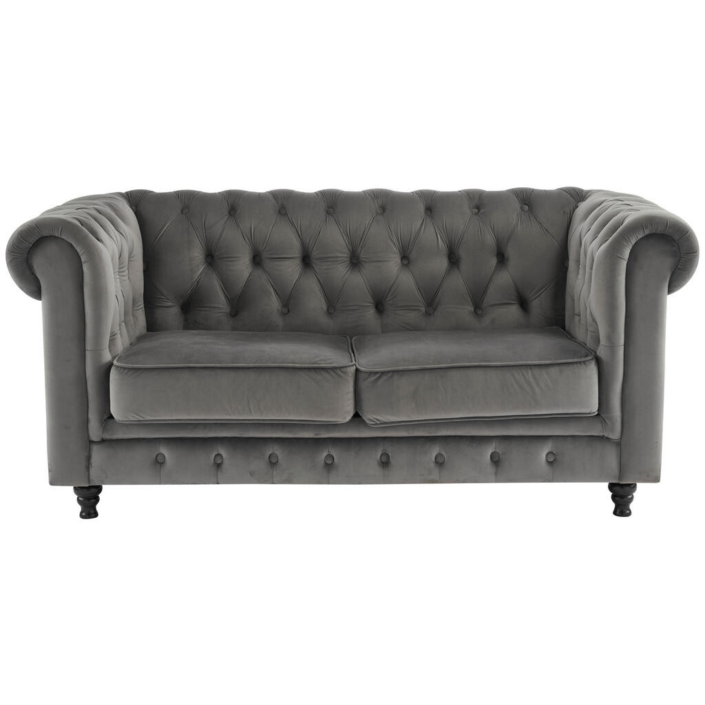 Xora SEDAČKA CHESTERFIELD, drevo, textil, sivá, čierna