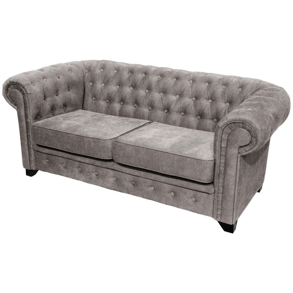 Livetastic SEDAČKA CHESTERFIELD, drevo, textil, kompozitné drevo, sivá