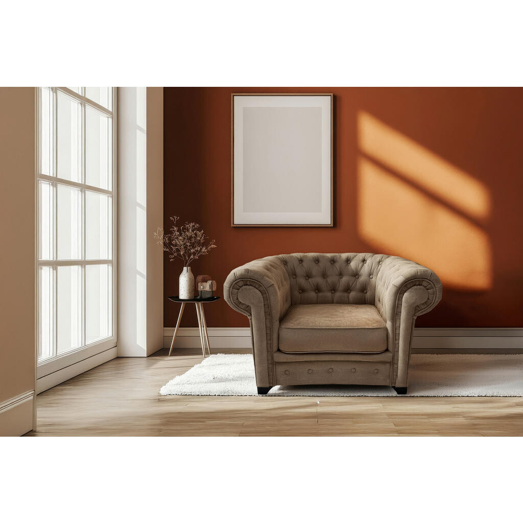 Livetastic KRESLO CHESTERFIELD, textil, kompozitné drevo, svetlohnedá