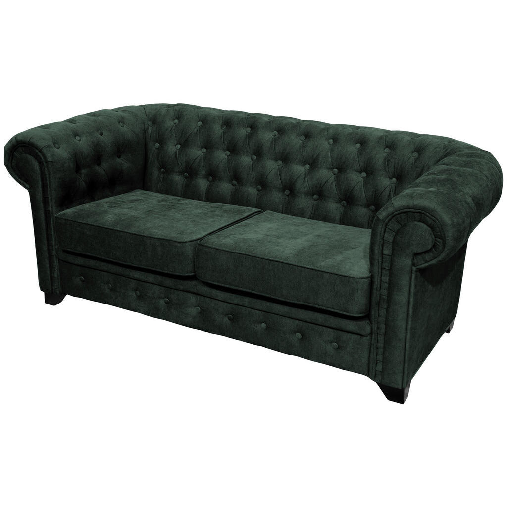 Livetastic SEDAČKA CHESTERFIELD, drevo, textil, kompozitné drevo, tmavozelená