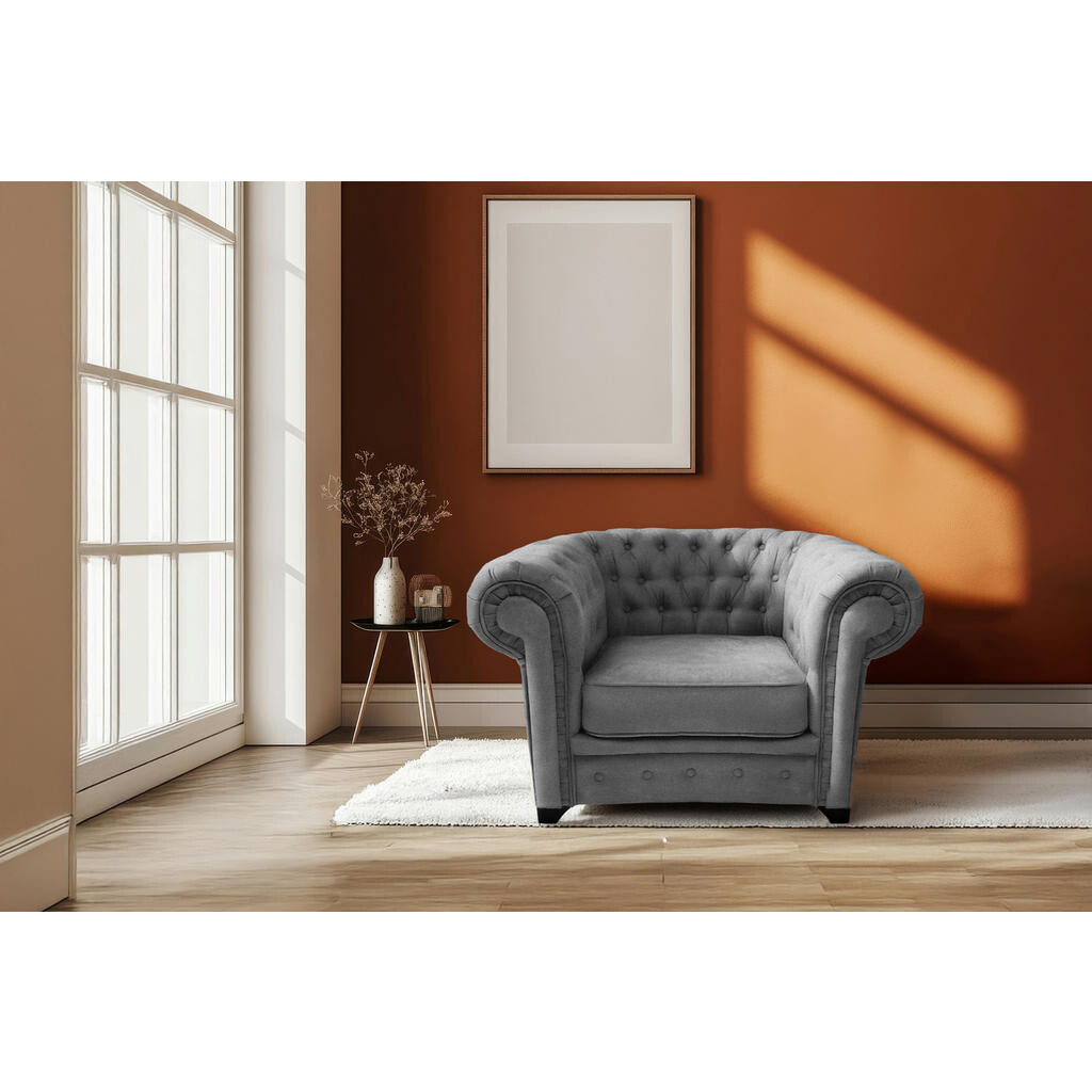 Livetastic KRESLO CHESTERFIELD, textil, kompozitné drevo, sivá