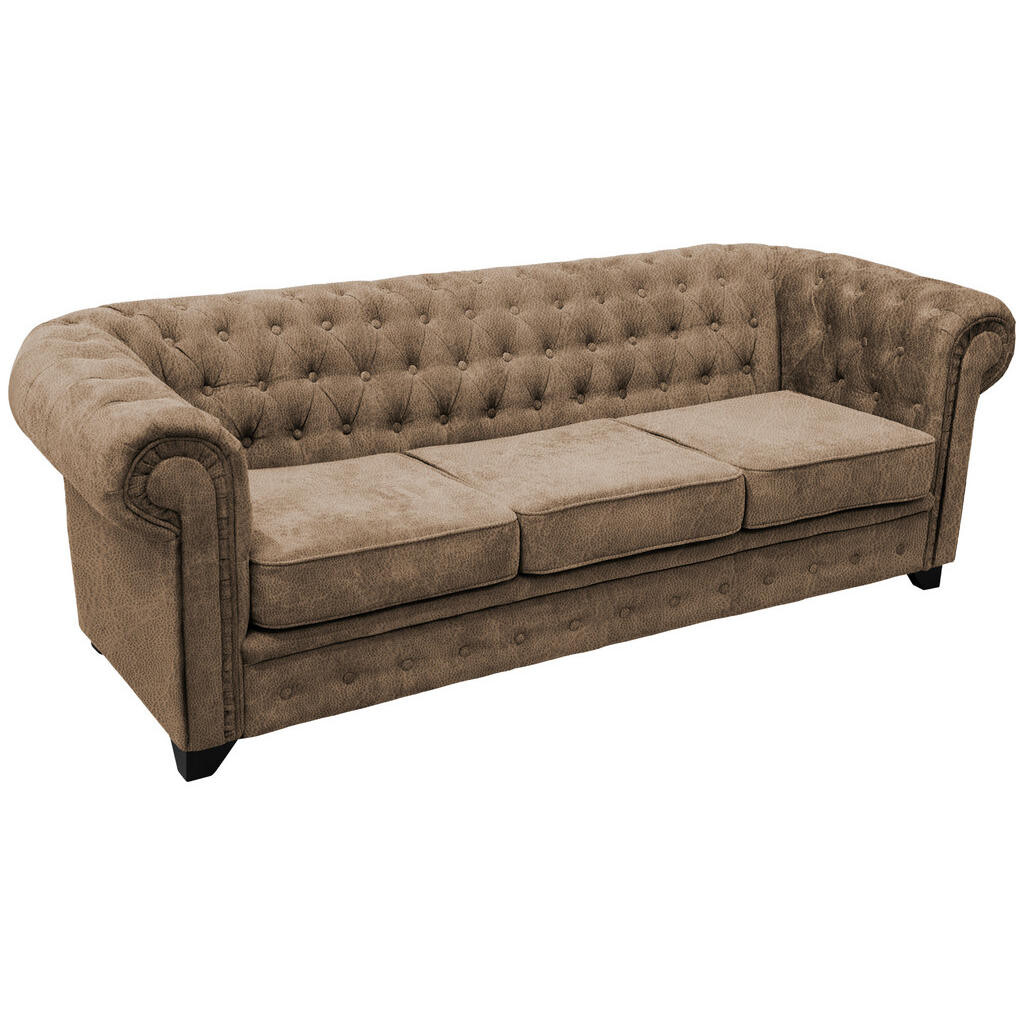 Livetastic SEDAČKA CHESTERFIELD, drevo, textil, kompozitné drevo, svetlohnedá