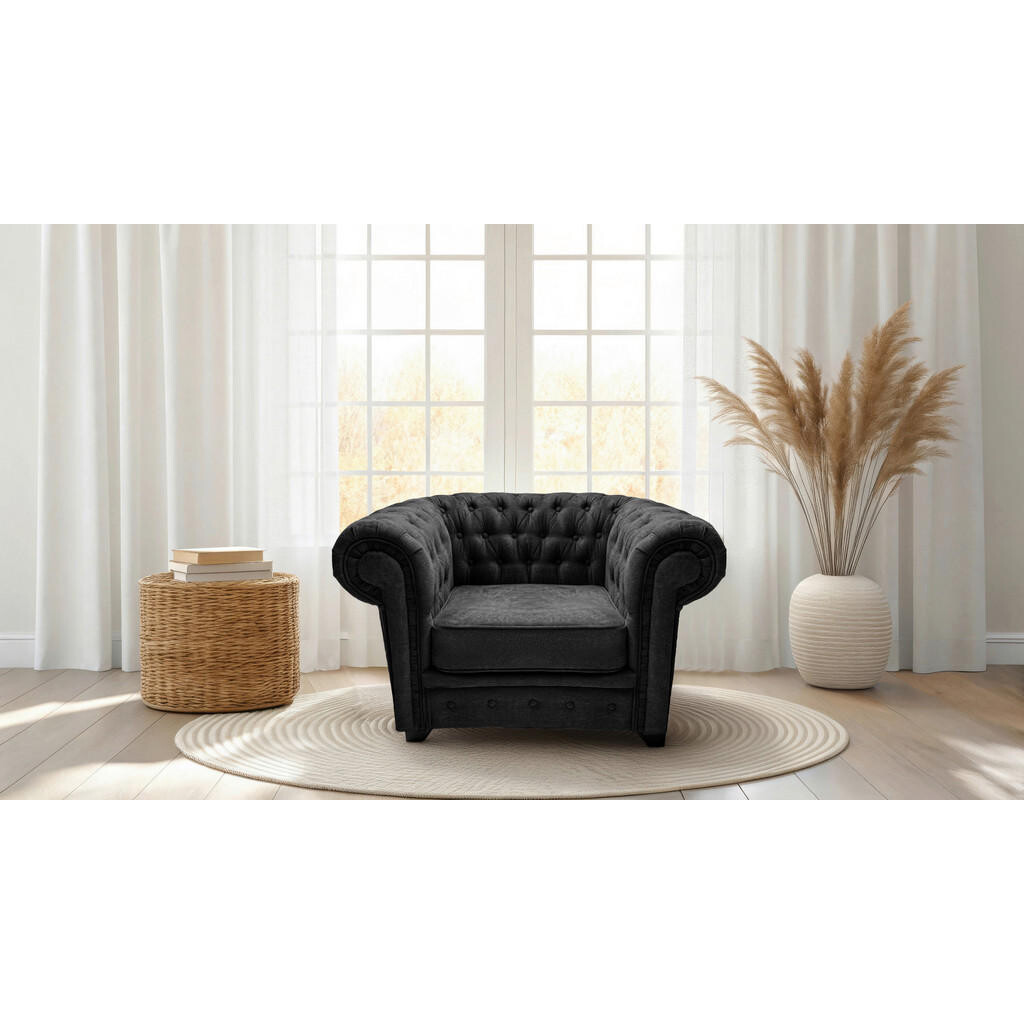 Livetastic KRESLO CHESTERFIELD, textil, kompozitné drevo, antracitová