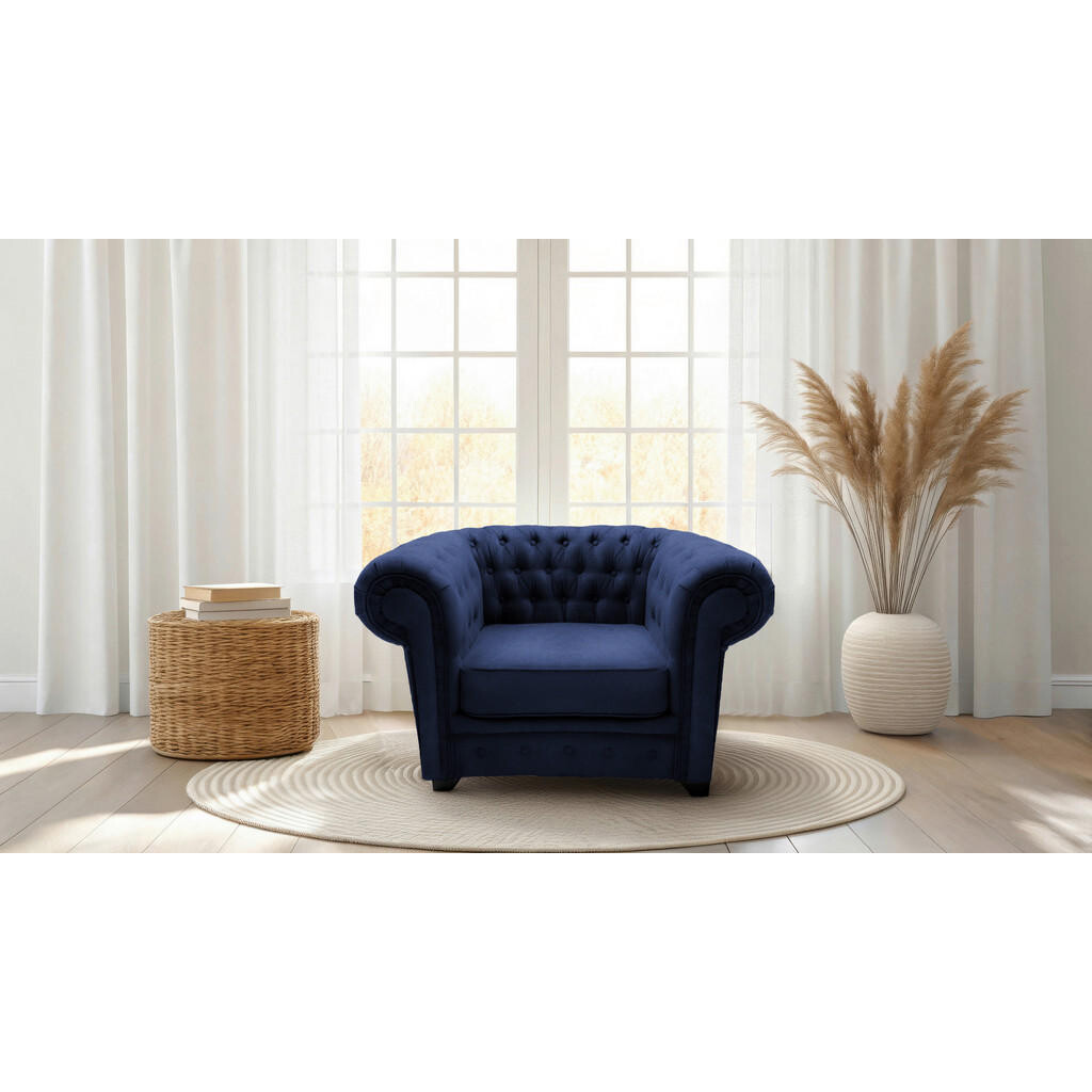 Livetastic KRESLO CHESTERFIELD, textil, kompozitné drevo, modrá