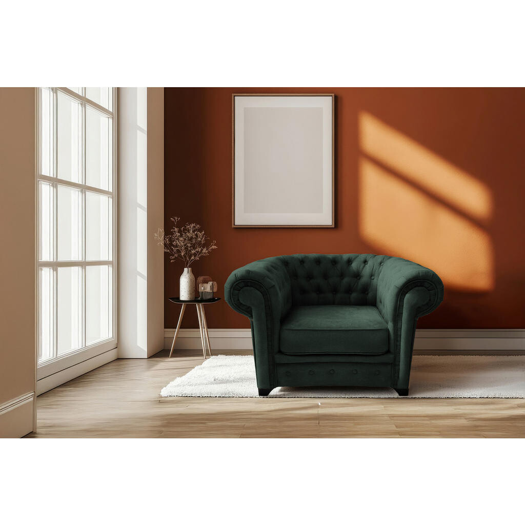Livetastic KRESLO CHESTERFIELD, textil, kompozitné drevo, tmavozelená
