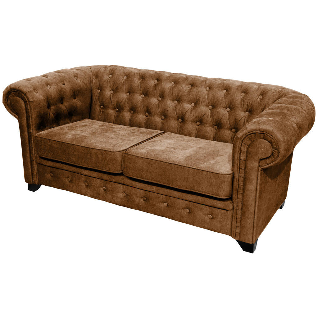 Livetastic SEDAČKA CHESTERFIELD, drevo, textil, kompozitné drevo, koňaková