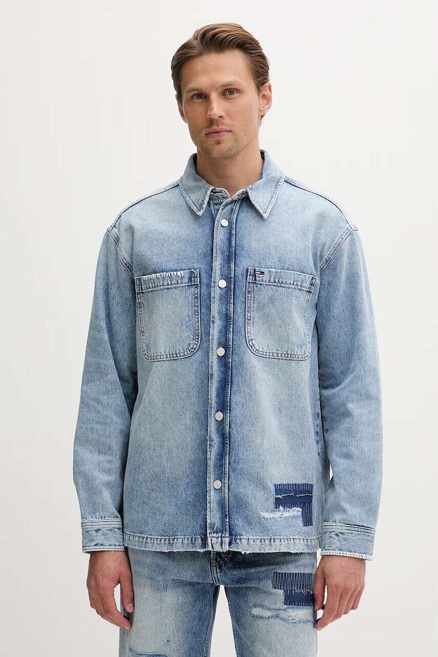 Tommy Jeans košeľa pánska rifľová