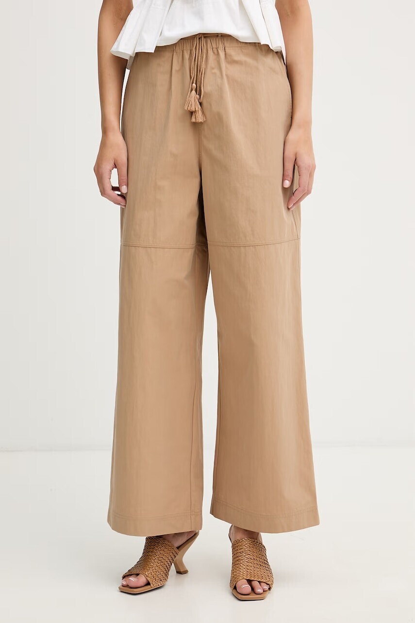 Sisley nohavice wide leg dámske s bavlnou