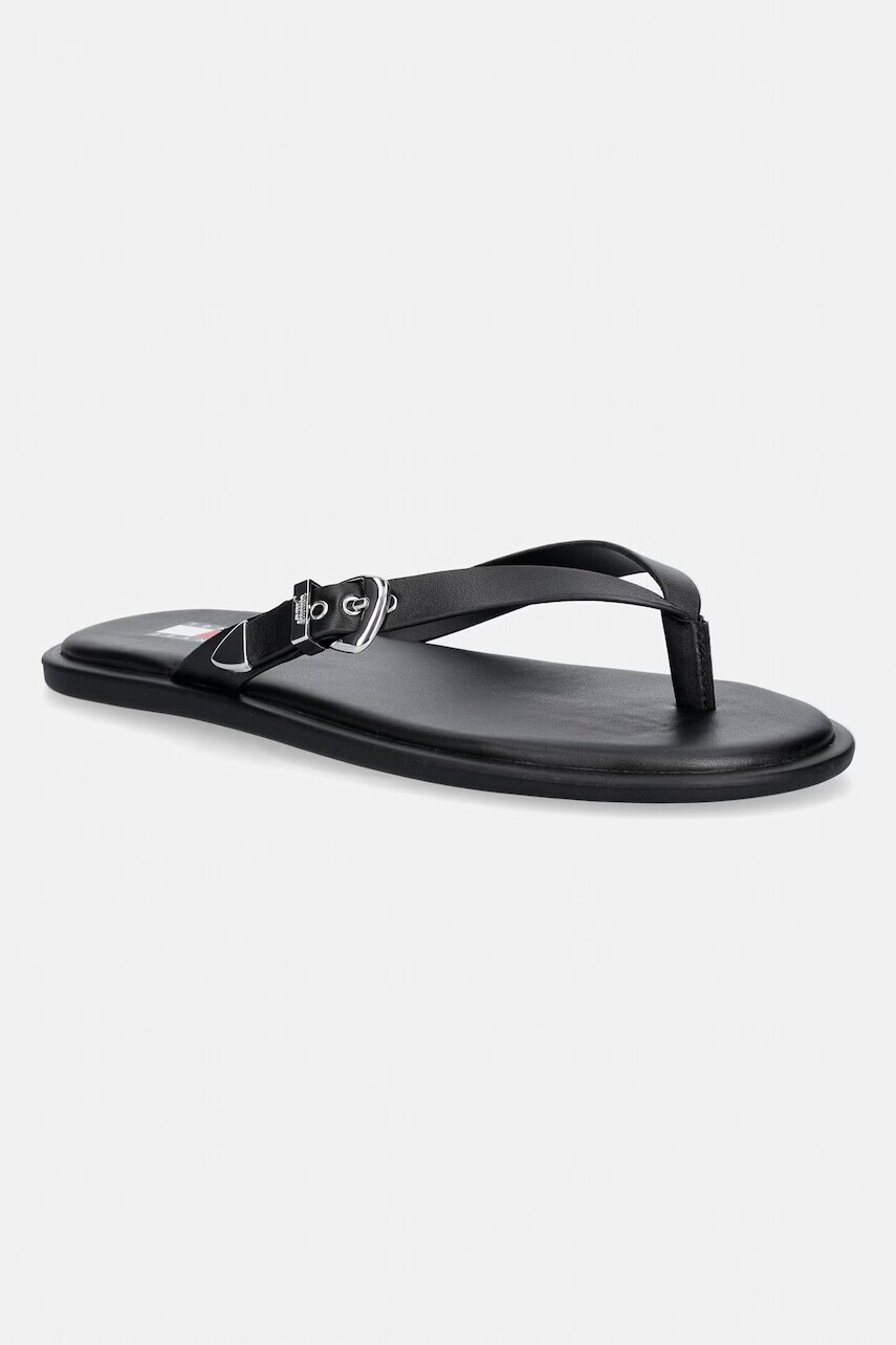 Tommy Jeans šľapky dámske kožené TJW FLAT LEATHER SANDALS