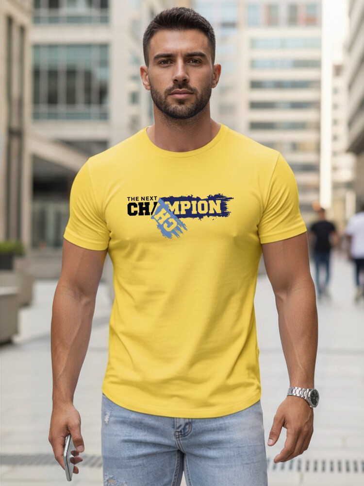 Bedrucktes gelbes Herren-T-Shirt Dstreet NX5017R