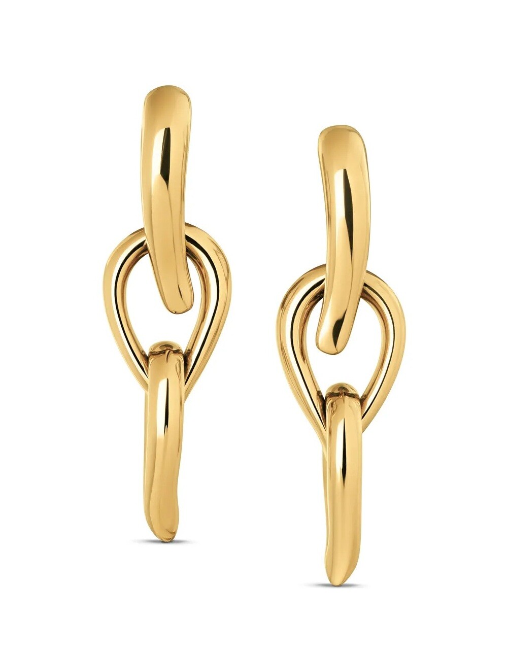 Calvin Klein Pozlátené oceľové náušnice 2v1 Sculptured Drops 35000917