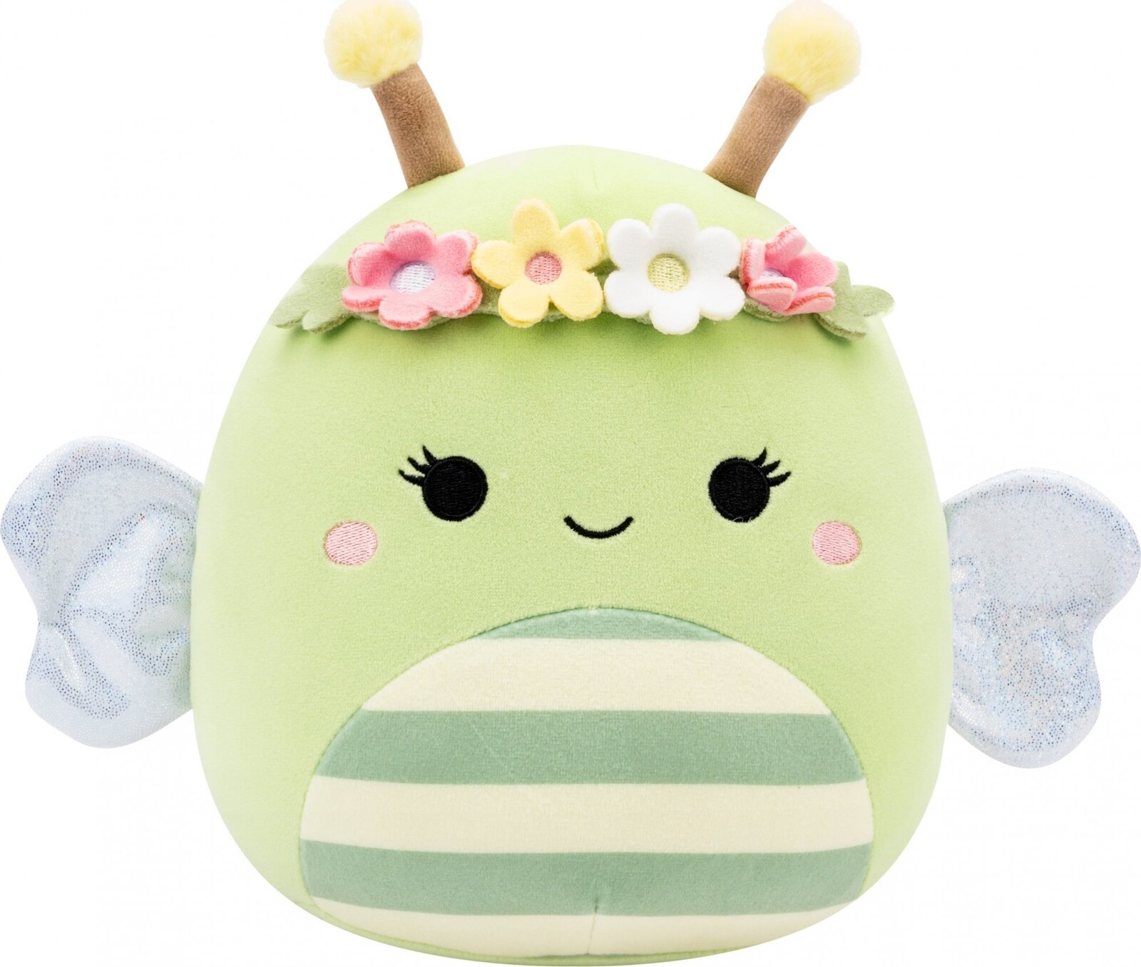 Squishmallows – zelená včela s hebkými tykadlami a kvetinovou korunou