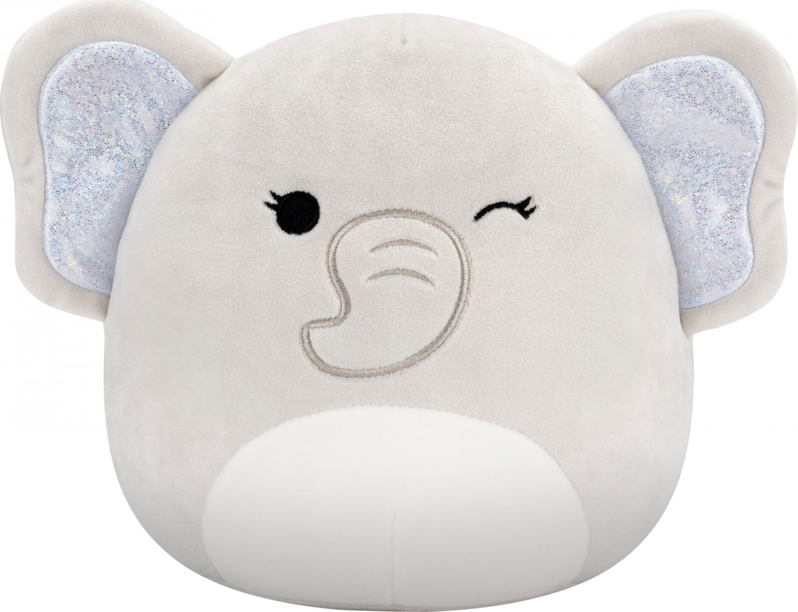 Squishmallows Cherish – žmurkajúci sivý slon s trblietavými ušami