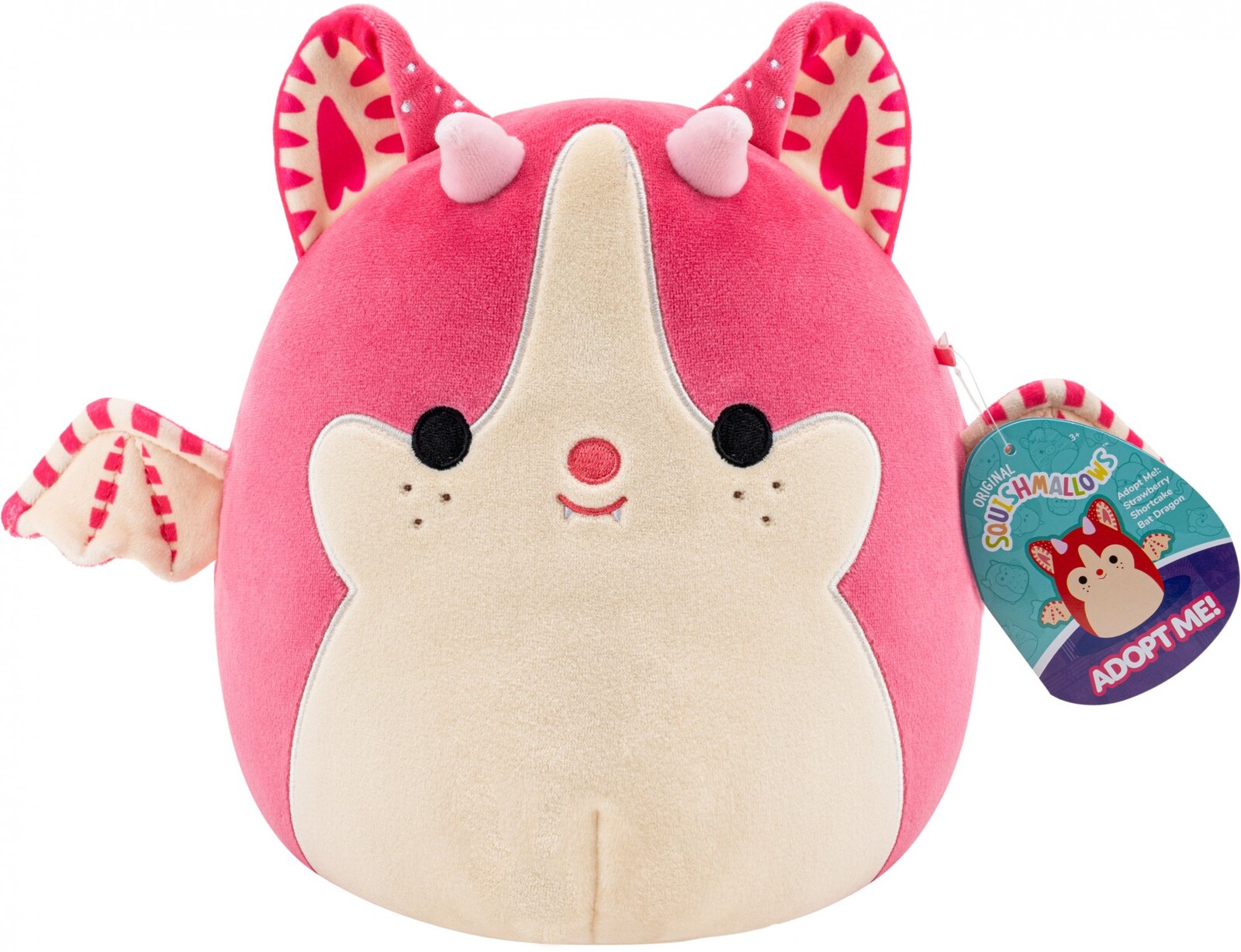 Squishmallow 20 cm Adopt Me Squishmallow – jahodový „shortcake“ netopierí drak