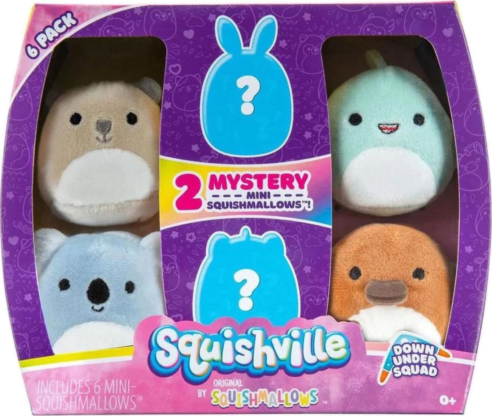 Squishville Down Under mini plyšové hračky 6 ks (2 tajomné postavičky)
