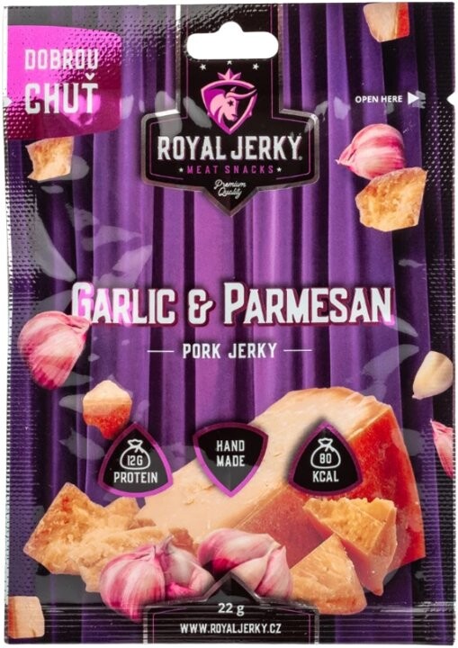 ROYAL JERKY Bravčové sušené mäso Garlic & Parmesan 22 g