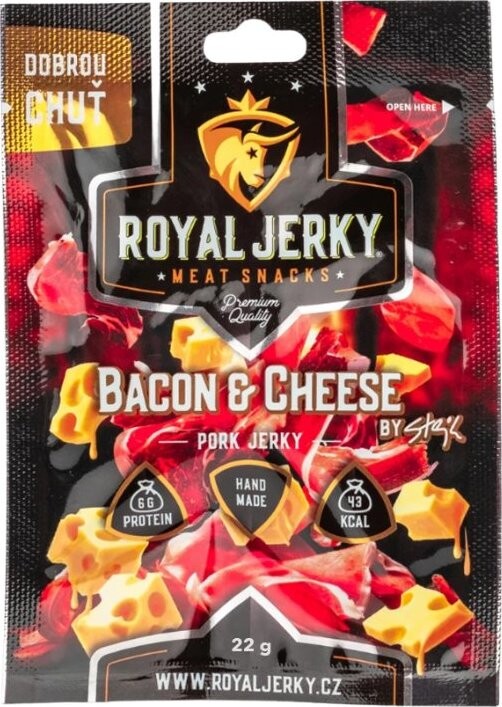 ROYAL JERKY Bravčové sušené mäso Bacon & Cheese 22 g