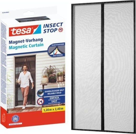TESA Magnetická síť do dveří na ochranu proti hmyzu XL, antracitová