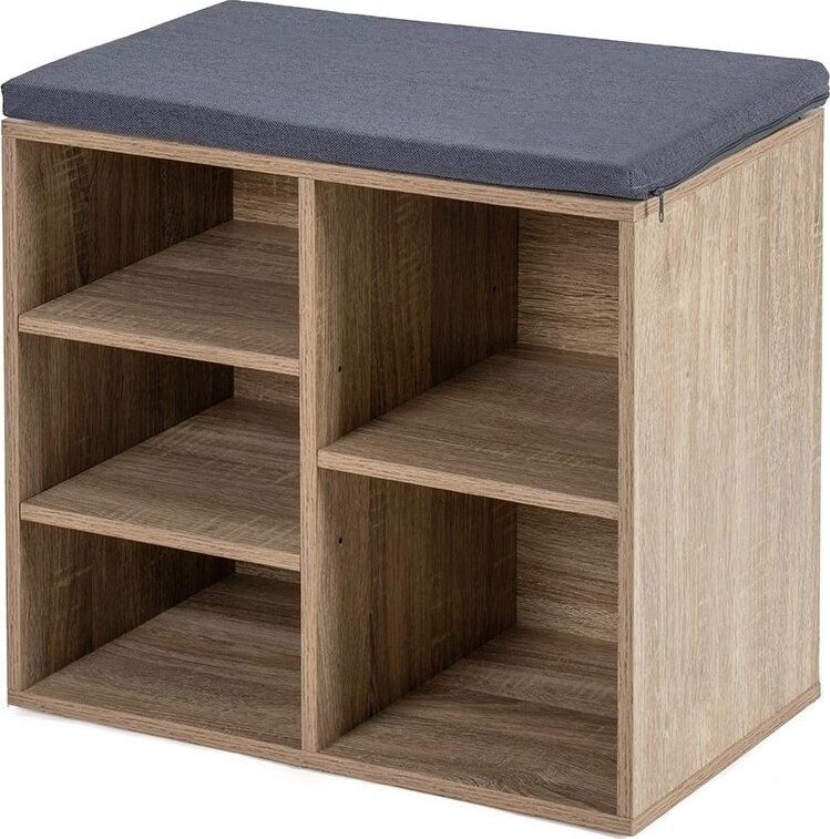 Nejlevnější nábytek Lemwel Botník se sedákem, 51 cm, přírodní/šedá látka
