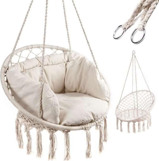 KIK KX7629 Závesné kreslo so strapcami a sedákom 80 cm