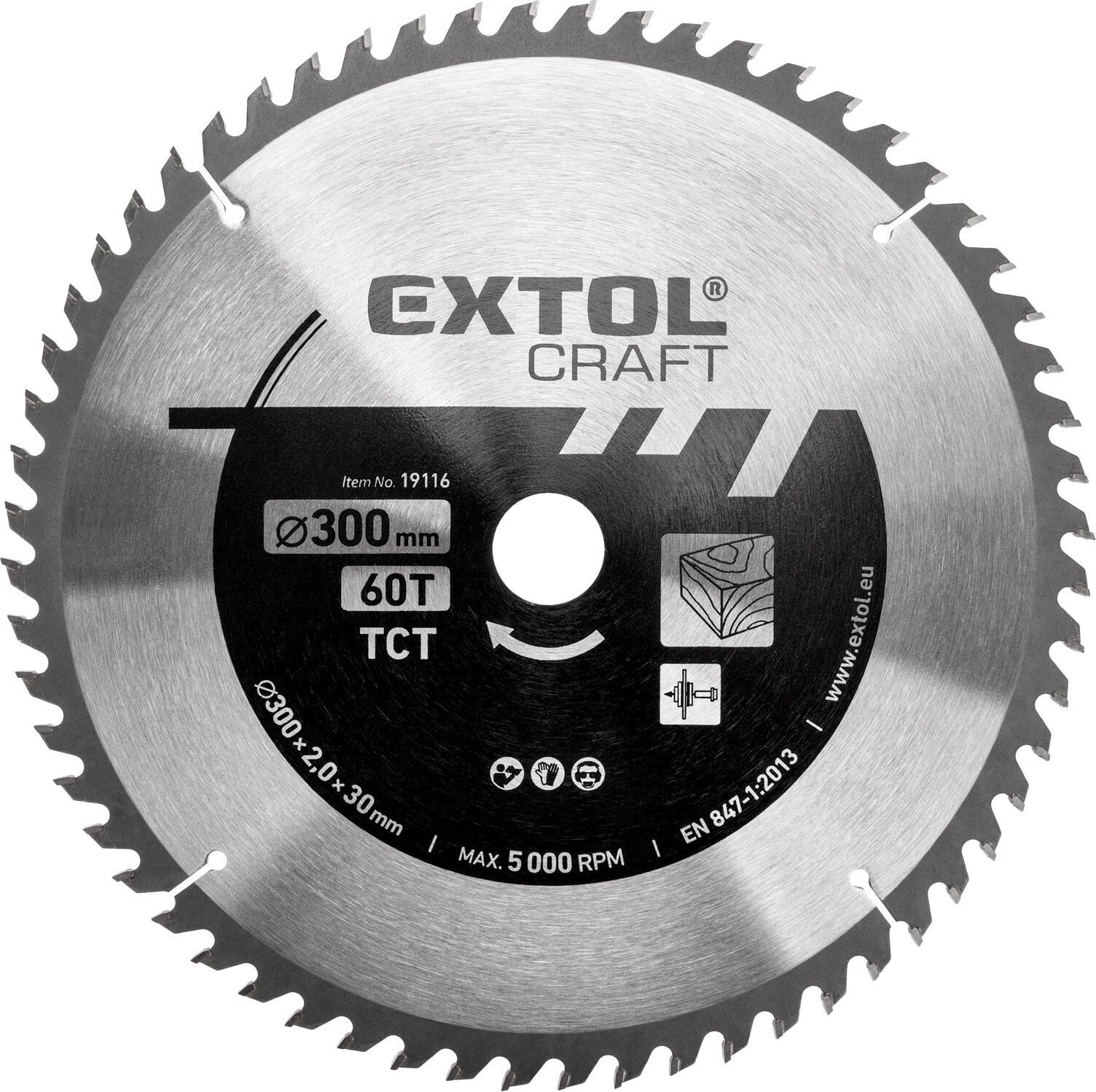 EXTOL CRAFT kotúč pílový s SK plátkami, priemer 300 × 3,0 × 30 mm, 60T, 19116